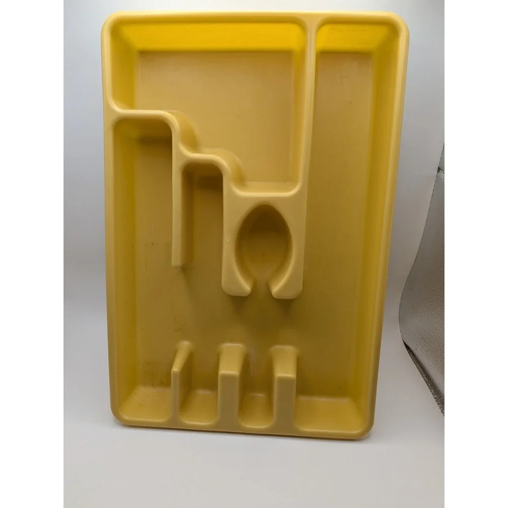 Vtg Rubbermaid Harvest Gold Utensil Flatware Silverware Tray Drawer Organizer